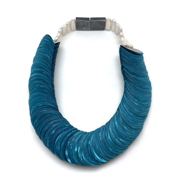 Textile necklace - Shop Aqua shell necklace online at