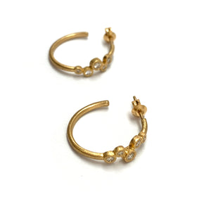 18k Gold & Diamond Hoop Earrings-Earrings-Yasuko Azuma-Pistachios