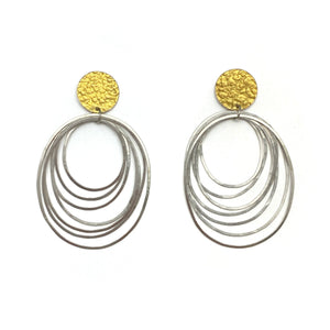 22k Gold and Sterling Silver Ripple Earrings-Earrings-Heather Guidero-Pistachios