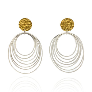 22k Gold and Sterling Silver Ripple Earrings-Earrings-Heather Guidero-Pistachios