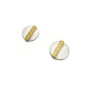 22k Gold and Sterling Silver Stud Earrings-Earrings-Heather Guidero-Pistachios