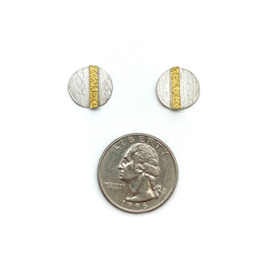 22k Gold and Sterling Silver Stud Earrings-Earrings-Heather Guidero-Pistachios