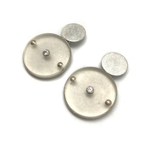 Acrylic and Silver Circle Earrings-Earrings-Petra Meiren-Pistachios