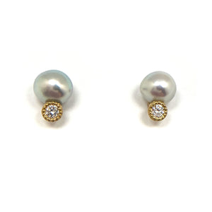 Akoya Pearl and Diamond Studs-Earrings-Mizuki Shinkai-Pistachios