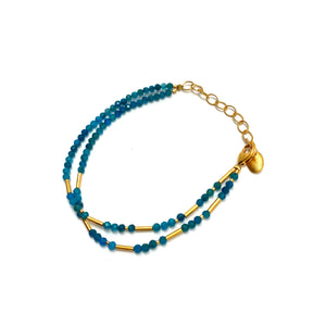 Apatite and Gold Bracelet-Bracelets-Bernd Wolf-Pistachios