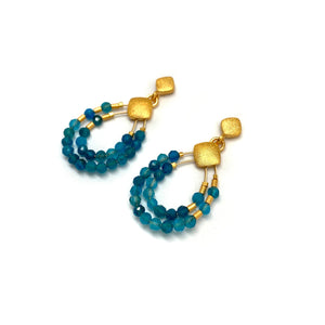 Apatite and Gold Earrings-Earrings-Bernd Wolf-Pistachios