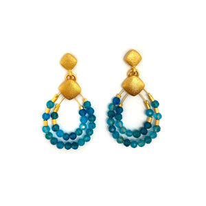 Apatite and Gold Earrings-Earrings-Bernd Wolf-Pistachios