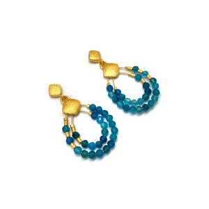 Apatite and Gold Earrings-Earrings-Bernd Wolf-Pistachios