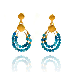 Apatite and Gold Earrings-Earrings-Bernd Wolf-Pistachios