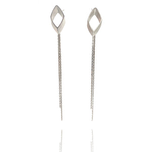 Architectural Chain Earrings - Silver-Earrings-Katerina Pimenidu-Pistachios