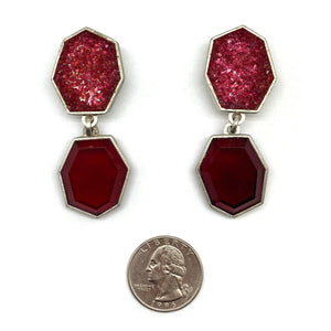 Babette Von Dohananyi - Dark Red Geometric Glass Earrings-Earrings-Wearing Red: Ignite the Fire-Pistachios