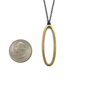 Bi-Metal Open Oval Pendant-Necklaces-Elisa Bongfeldt-Pistachios