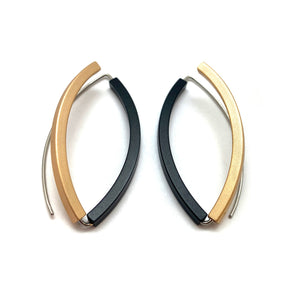 Black & Champagne 3D Bow Earrings - Square Tubing-Earrings-Ursula Muller-Pistachios