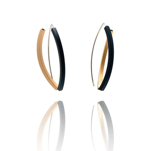 Black & Champagne 3D Bow Earrings - Square Tubing-Earrings-Ursula Muller-Pistachios