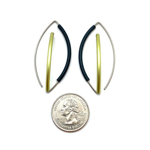 Black & Green 3D Bow Earrings - Round Tubing-Earrings-Ursula Muller-Pistachios