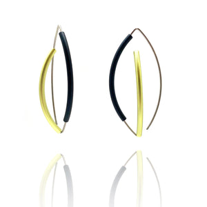 Black & Green 3D Bow Earrings - Round Tubing-Earrings-Ursula Muller-Pistachios