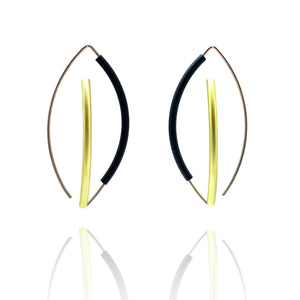 Black & Green 3D Bow Earrings - Round Tubing-Earrings-Ursula Muller-Pistachios