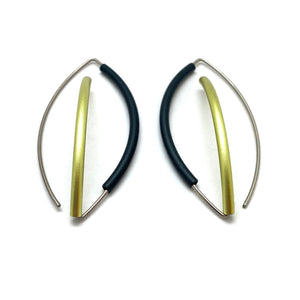 Black & Green 3D Bow Earrings - Round Tubing-Earrings-Ursula Muller-Pistachios