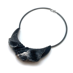 Black Scale Texture Collar-Necklaces-Emmeline Hastings-Pistachios