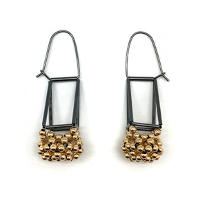 Black and Gold Bead Dangle Earrings-Earrings-Emilie Pritchard-Pistachios