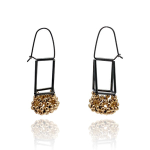 Black and Gold Bead Dangle Earrings-Earrings-Emilie Pritchard-Pistachios