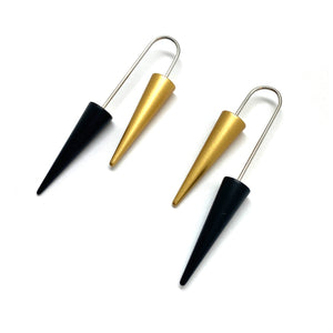 Black and Gold Cone Earrings-Earrings-Reinhard Gremli-Pistachios