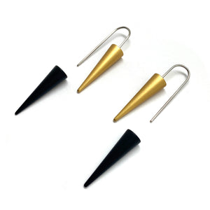 Black and Gold Cone Earrings-Earrings-Reinhard Gremli-Pistachios