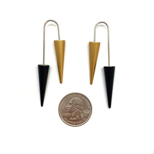 Black and Gold Cone Earrings-Earrings-Reinhard Gremli-Pistachios