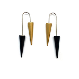 Black and Gold Cone Earrings-Earrings-Reinhard Gremli-Pistachios