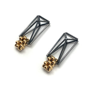 Black and Gold Geometric Bead Earrings-Earrings-Emilie Pritchard-Pistachios