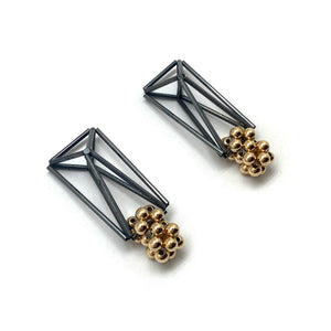 Black and Gold Geometric Bead Earrings-Earrings-Emilie Pritchard-Pistachios