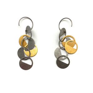 Black and Gold Interlocking Circular Earrings-Earrings-Arek Wolski-Pistachios