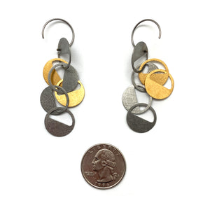 Black and Gold Interlocking Circular Earrings-Earrings-Arek Wolski-Pistachios