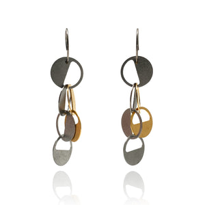 Black and Gold Interlocking Circular Earrings-Earrings-Arek Wolski-Pistachios