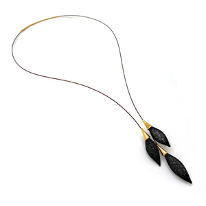 Black and Gold Nylon Bulb Necklace-Necklaces-Dorine Decayeux-Pistachios