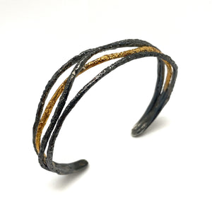 Black and Gold Textured Bracelet-Bracelets-Eva Stone-Pistachios