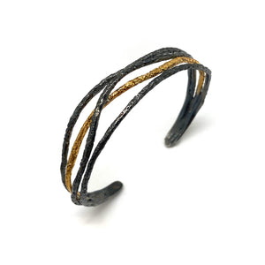 Black and Gold Textured Bracelet-Bracelets-Eva Stone-Pistachios