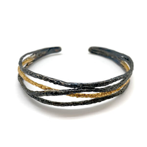 Black and Gold Textured Bracelet-Bracelets-Eva Stone-Pistachios