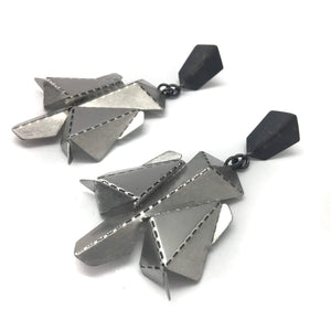 Black and Steel Origami Earrings-Earrings-Aleksandra Przybysz-Pistachios