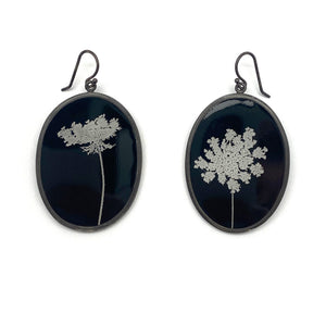 Black and White Floral Earrings-Earrings-Kelly Jean Conroy-Pistachios