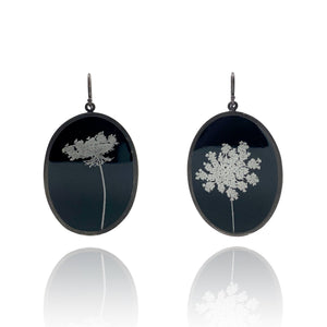 Black and White Floral Earrings-Earrings-Kelly Jean Conroy-Pistachios