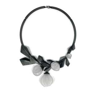 Blooming Acrylic and Silver Geometric Necklace-Necklaces-Nicole Schuster-Pistachios