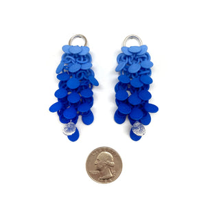 Blue Gradient And Silver Leaf Dangle Earrings-Earrings-Eve Balashova-Pistachios