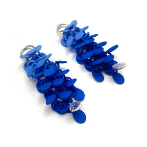 Blue Gradient And Silver Leaf Dangle Earrings-Earrings-Eve Balashova-Pistachios