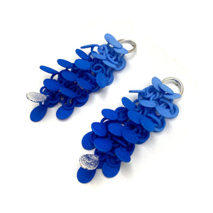 Blue Gradient And Silver Leaf Dangle Earrings-Earrings-Eve Balashova-Pistachios