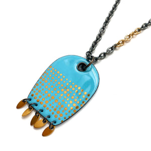 Blue and Gold Enamel Pendant Necklace-Necklaces-Jenne Rayburn-Pistachios