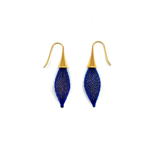 Blue and Gold Nylon Bulb Earrings-Earrings-Dorine Decayeux-Pistachios