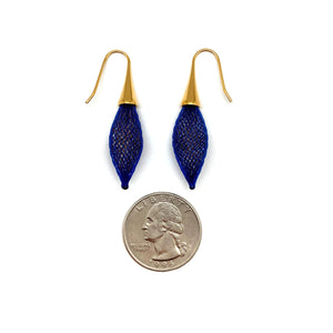 Blue and Gold Nylon Bulb Earrings-Earrings-Dorine Decayeux-Pistachios