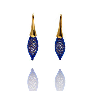 Blue and Gold Nylon Bulb Earrings-Earrings-Dorine Decayeux-Pistachios