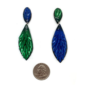 Blue and Green Two Tone Aluminum Drop Earrings-Earrings-Eunseok Han-Pistachios